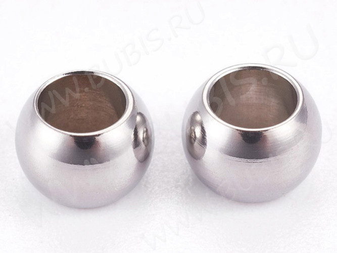 (СКИДКИ!!!) Бусина 162 Шарик Рондель 5*3,5мм цвет платины (Хирургическая сталь) (10шт)