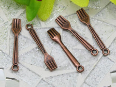 (СКИДКИ!!!) Подвеска Вилка 01 3D 24,5*4,3*1,7мм античная медь (литьё) (10шт.)