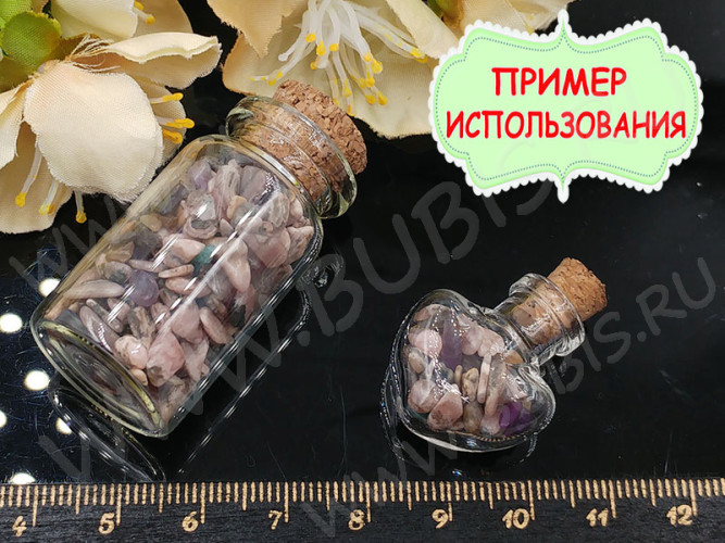 Наполнение для смолы и бутылочек 057 каменная крошка БЕЗ отверстий 2-8*2-4мм Родонит натуральный (декор)