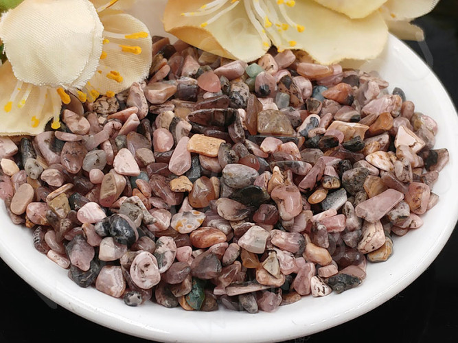 Наполнение для смолы и бутылочек 057 каменная крошка БЕЗ отверстий 2-8*2-4мм Родонит натуральный (декор)