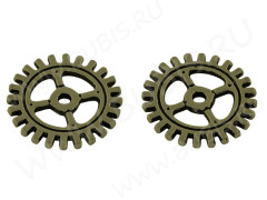 (СКИДКИ!!!) Подвеска Шестерёнка 18 двусторонняя 12*12*1мм античное бронза (литьё) (Steampunk) (10шт.)