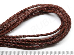 Шнур кожаный 05 кожзам плетёный круглый 3мм коричневый (1м)