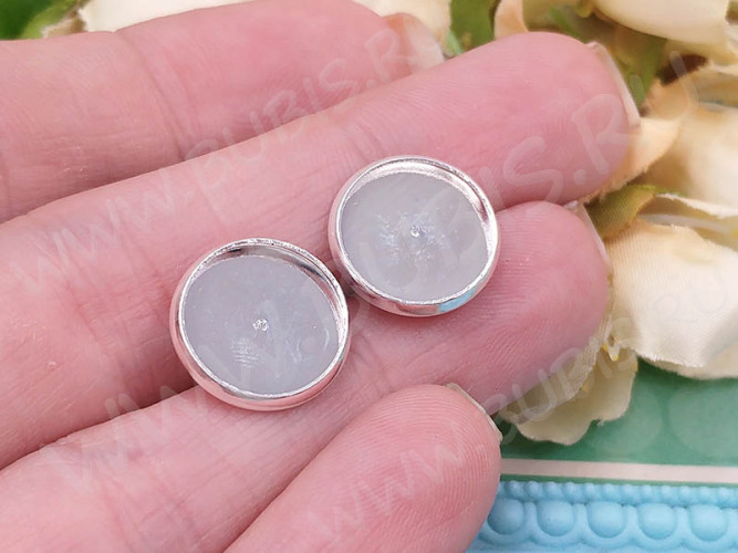 Пуссеты ("гвоздики") №175 (с круглым сеттингом 12мм) 14*13*0,7мм серебристые (Хирургическая сталь) (1 пара)