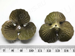 Шапочка тонкая 090 простая 22 Цветок огромный 40*38*9,5мм античная бронза (Iron) (имитация скани)