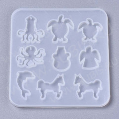 Молд 224 для эпоксидной смолы 90*90*4мм Подвески кулоны существа (силикон)