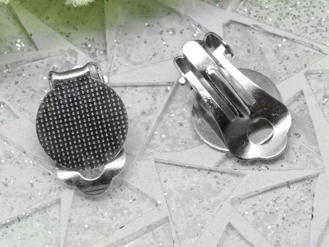 Основы для клипс №21 с платформой 12мм 17*12*8мм цвет платины (Brass) (1 пара)