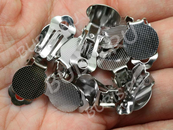 Основы для клипс №21 с платформой 12мм 17*12*8мм цвет платины (Brass) (1 пара)