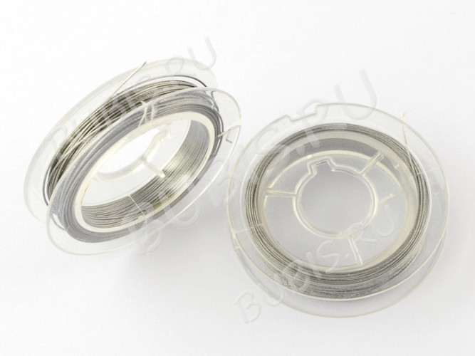 Ювелирный тросик 045-10 Ланка Струна 0,45мм цвета платины (серебристый) (катушка ок.10м)