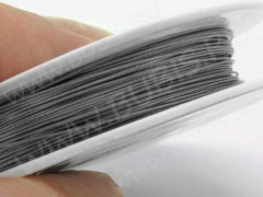 Ювелирный тросик 045-10 Ланка Струна 0,45мм цвета платины (серебристый) (катушка ок.10м)