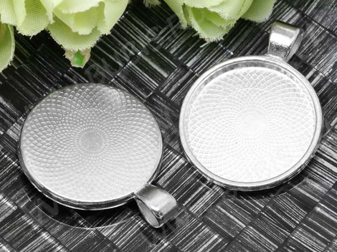 Подвеска-сеттинг Круг 14 с сеттингом 25мм 36,5*28,5*2,8мм серебристый (литье)