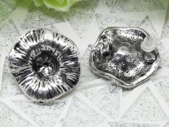 Пуссеты (&quot;гвоздики&quot;) №135 цветочек 19,5*19,5*14мм античное серебро (литьё) (1 пара)