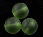 Бусина округлая матовая 12мм зелёная полупрозрачная (стекло)