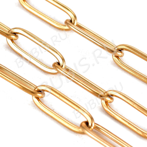 Цепочка S30-G ювелирная плоское овальное звено 12*4*1мм золотистая (Хирургическая сталь) (50см)