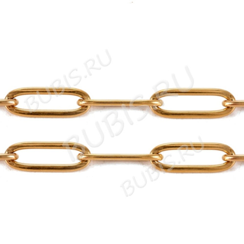 Цепочка S30-G ювелирная плоское овальное звено 12*4*1мм золотистая (Хирургическая сталь) (50см)