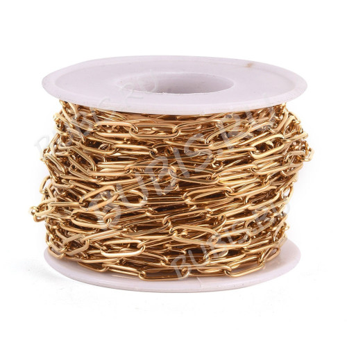 Цепочка S30-G ювелирная плоское овальное звено 12*4*1мм золотистая (Хирургическая сталь) (50см)