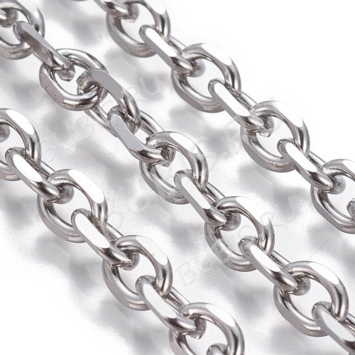 Цепочка S65 Якорная гранёная 8*6*1,5мм цвет платины (Хирургическая сталь) (50см)