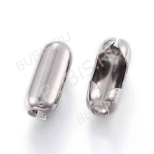 Замочек Фиксатор для шариковой цепочки 09 ювелирная сталь (для цепочки 6мм) 18*8*6мм цвет платины (Хирургическая сталь)  