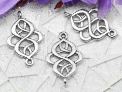 124 Коннектор двусторонний ажурный 27*17,5*1,5мм античное серебро (литьё)