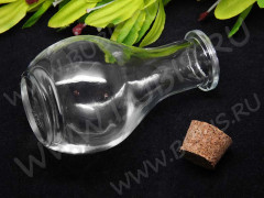 Бутылочка 56 с пробкой большая 88*49*49мм прозрачная (стекло)