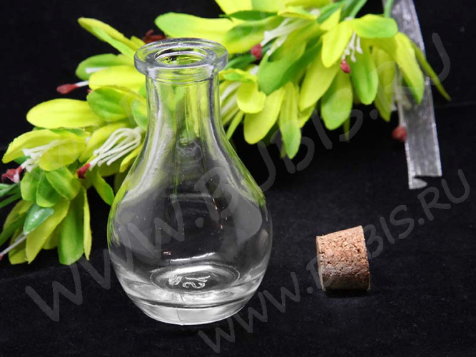 Бутылочка 56 с пробкой большая 88*49*49мм прозрачная (стекло)