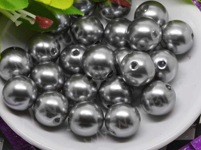 Бусина Округлая 33 "Жемчуг" 12мм серый стальной (акрил) (10шт)