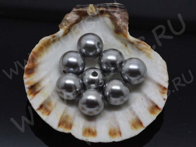 Бусина Округлая 33 "Жемчуг" 12мм серый стальной (акрил) (10шт)