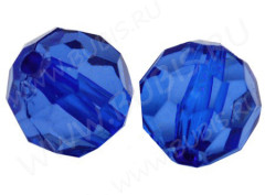 Бусина Округлая 07 гранёная 12*11,5*11,5мм синяя прозрачная (акрил)