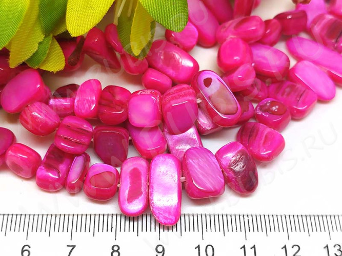 Бусина каменная Бесформенная 10 Галтовка 8-16мм Перламутр фуксия (камни) (10шт.)