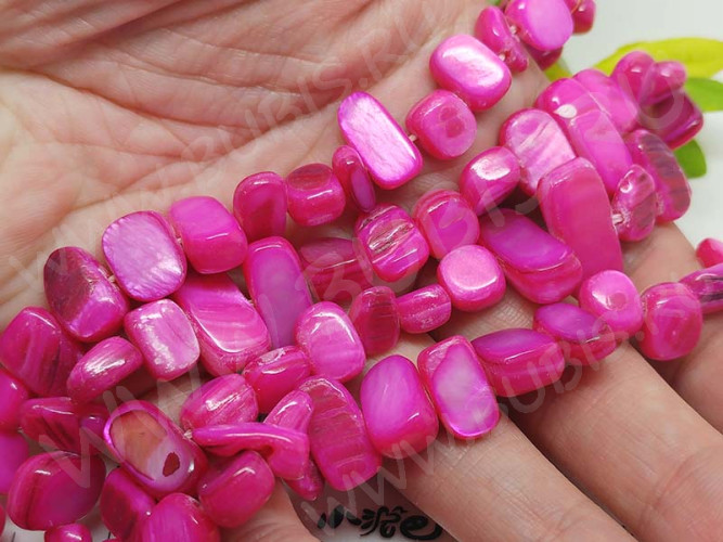 Бусина каменная Бесформенная 10 Галтовка 8-16мм Перламутр фуксия (камни) (10шт.)