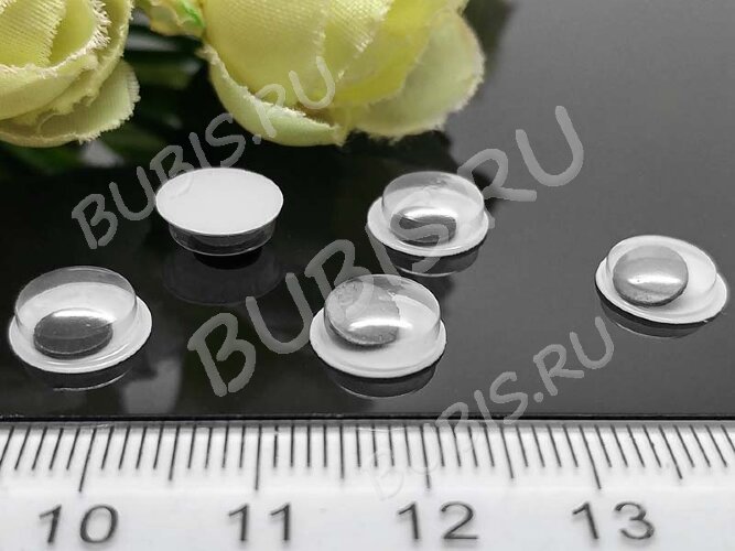 (СКИДКИ!!!) Глазки №13 Округлые с бегающим зрачком 9*9*3мм чёрно-белые (декоративные элементы) (50шт.)