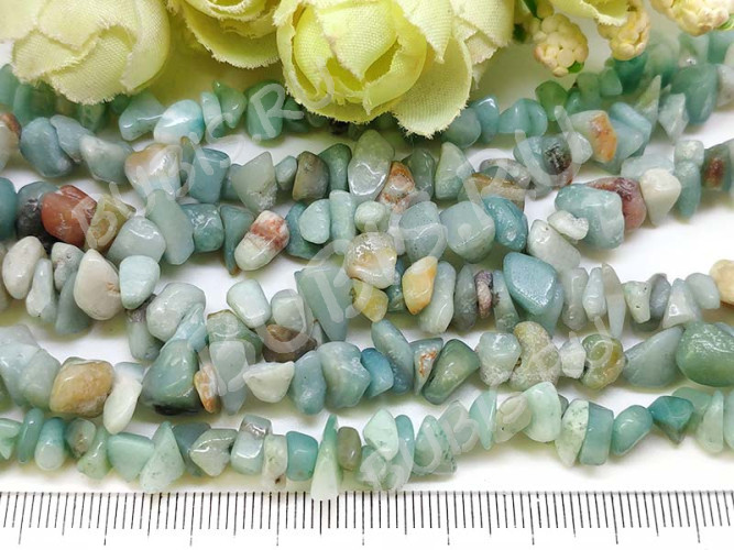 Крошка (галтовка) каменная 141 5-9мм Амазонит натуральный (камни) (нить 40см)
