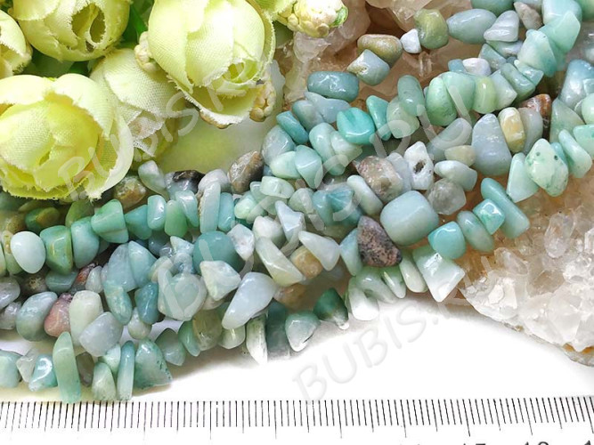 Крошка (галтовка) каменная 141 5-9мм Амазонит натуральный (камни) (нить 40см)