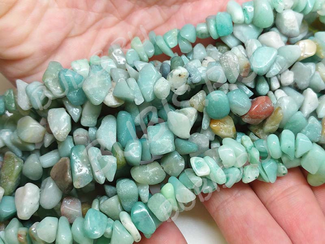 Крошка (галтовка) каменная 141 5-9мм Амазонит натуральный (камни) (нить 40см)