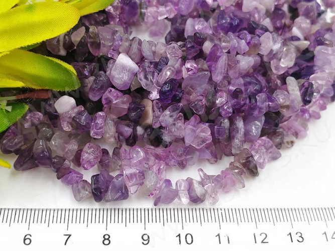 Крошка (галтовка) каменная 154 5-9мм Аметист натуральный (камни) (нить 43-45см)