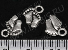 (ОПТ) Подвеска Ножки 01 3D 12*9*1мм античное серебро (литьё) (100шт.)