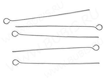 (ОПТ) Штифт с петлёй 50*0,7мм цвет никель (Iron) (100г)