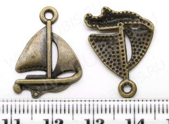 Подвеска Кораблик 03 23*17,5*2,2мм античная бронза (литьё)