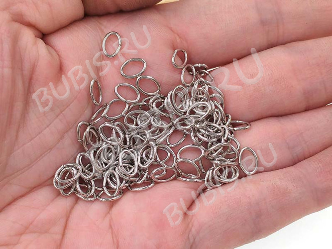 (СКИДКИ!!!) Колечки овальные закрытые разъёмные 7*5мм цвет платины (Iron) (100шт.)