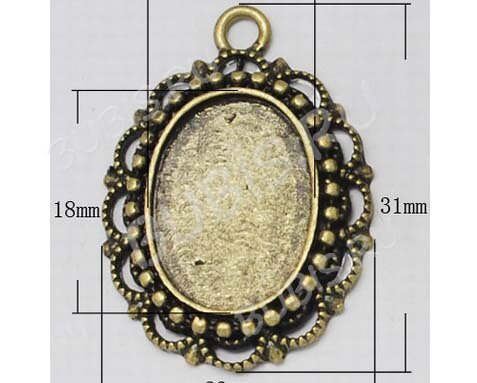Подвеска-сеттинг Овал 32 (сеттинг 18*14мм) 31,5*24,5*3мм античная бронза (литьё)