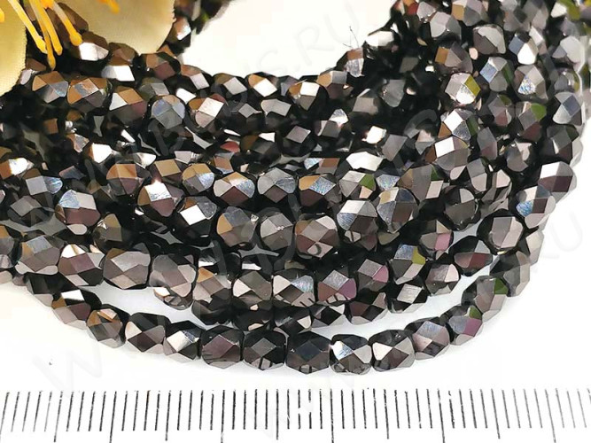 Бусина кристалл гранёный Бочонок 03 4*3,5*3,5мм коричневый металлик непрозрачный (имитация Сваровски) (10шт.)