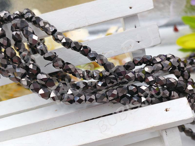 Бусина кристалл гранёный Бочонок 03 4*3,5*3,5мм коричневый металлик непрозрачный (имитация Сваровски) (10шт.)