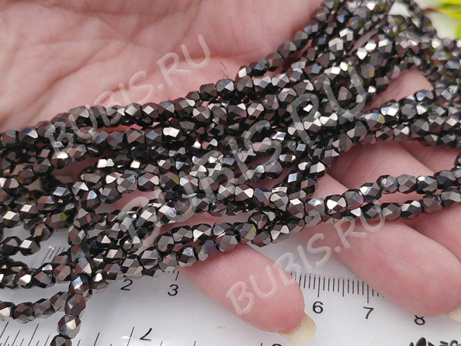 Бусина кристалл гранёный Бочонок 03 4*3,5*3,5мм коричневый металлик непрозрачный (имитация Сваровски) (10шт.)