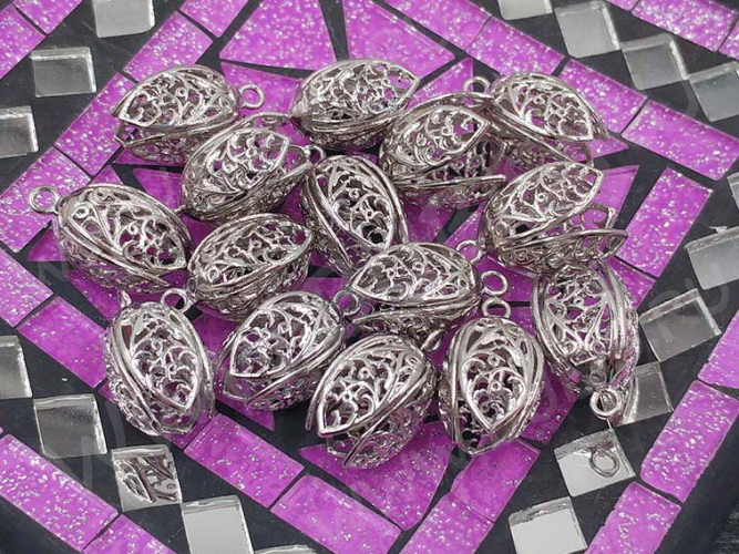 Концевик 087 Тюльпанчик ажурный 19*10,5*10,5мм цвет платины (Milano LUX) (Brass)