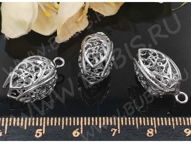 Концевик 087 Тюльпанчик ажурный 19*10,5*10,5мм цвет платины (Milano LUX) (Brass)