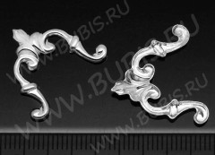 Декоративный элемент 029 штамп Уголок 22,5*19*1,5мм серебристый (Brass)
