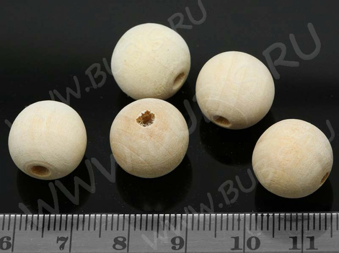 Бусина Округлая 14мм натуральная неокрашенная (дерево) (10шт.)