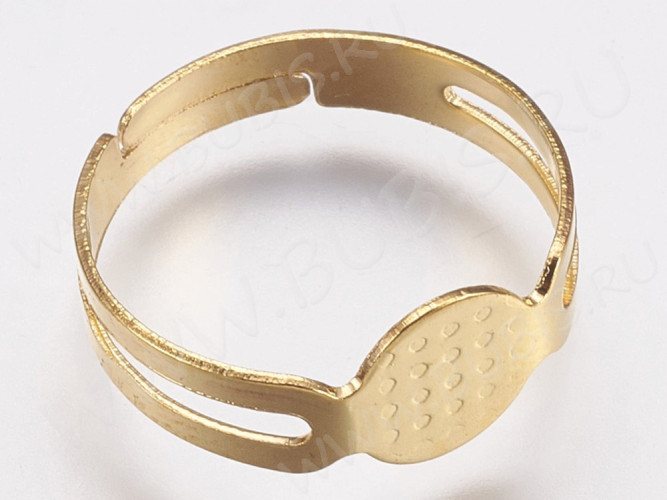 (СКИДКИ!!!) Основа (заготовка) для кольца 085 17мм со сплошной платформой 8мм золотистая (Iron)(10шт)