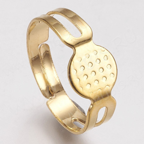 (СКИДКИ!!!) Основа (заготовка) для кольца 085 17мм со сплошной платформой 8мм золотистая (Iron)(10шт)