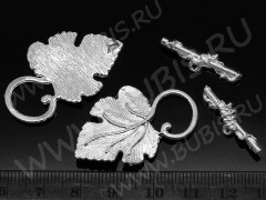 040 Тоггл Виноградная лоза 37*22мм и 24,5*7,5мм серебристый (литьё)