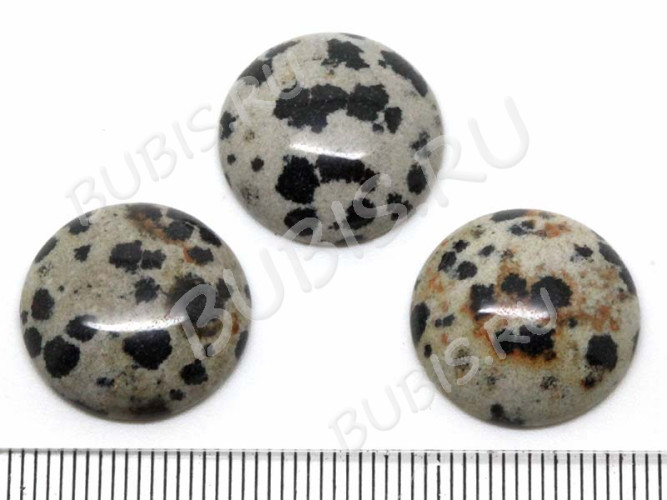 Кабошон каменный 110 Круг 16*16*6мм Яшма Далматин (камни)